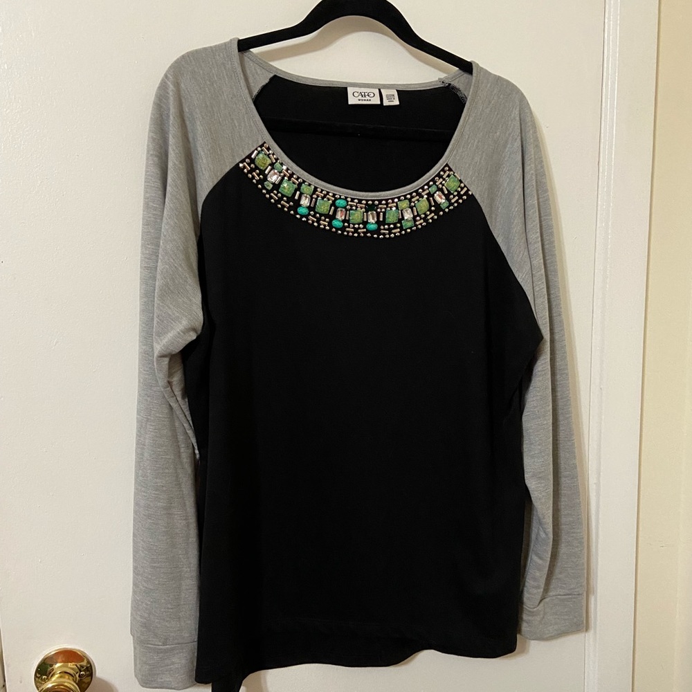 Cato Blouse Woman’s 22/24 with Bead Detail Collar